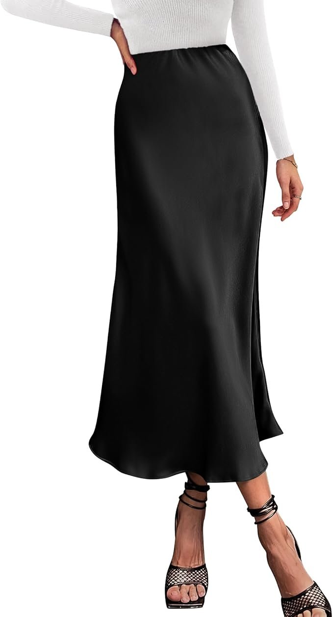 BTFBM 2026 Summer Womens Skirts Silk Elegant High Waist Flowy Long Satin A-Line Midi Skirt Cocktail Wedding Party - Image 4