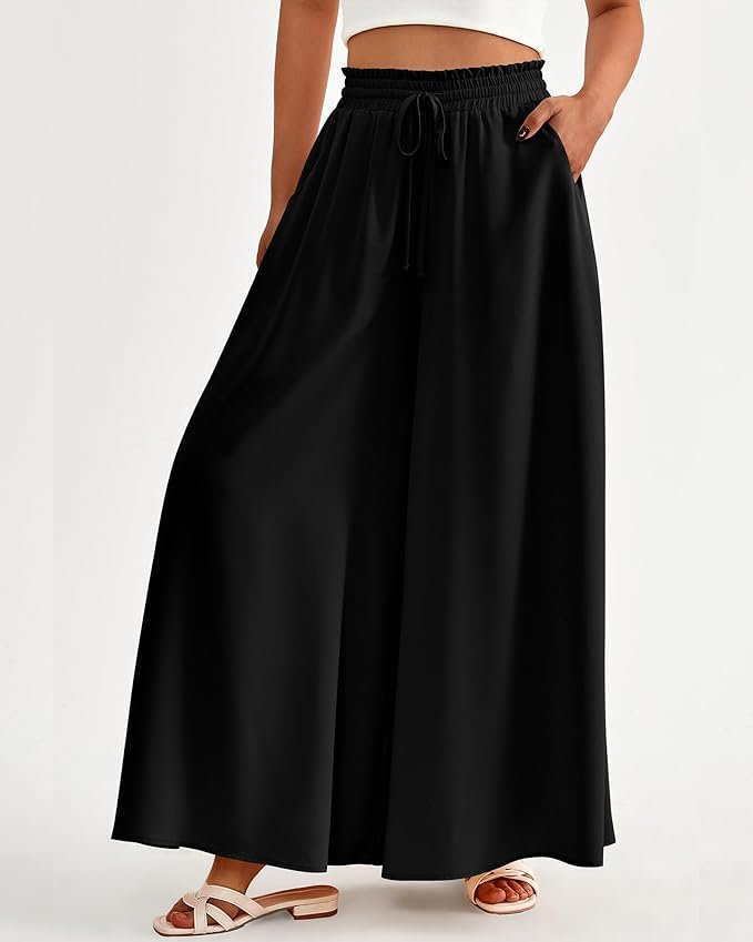 BTFBM Wide Leg Palazzo Pants For Women 2026 Summer Spring Casual High Waisted Flowy Trousers Boho Beach Vacation Outfits - Image 2