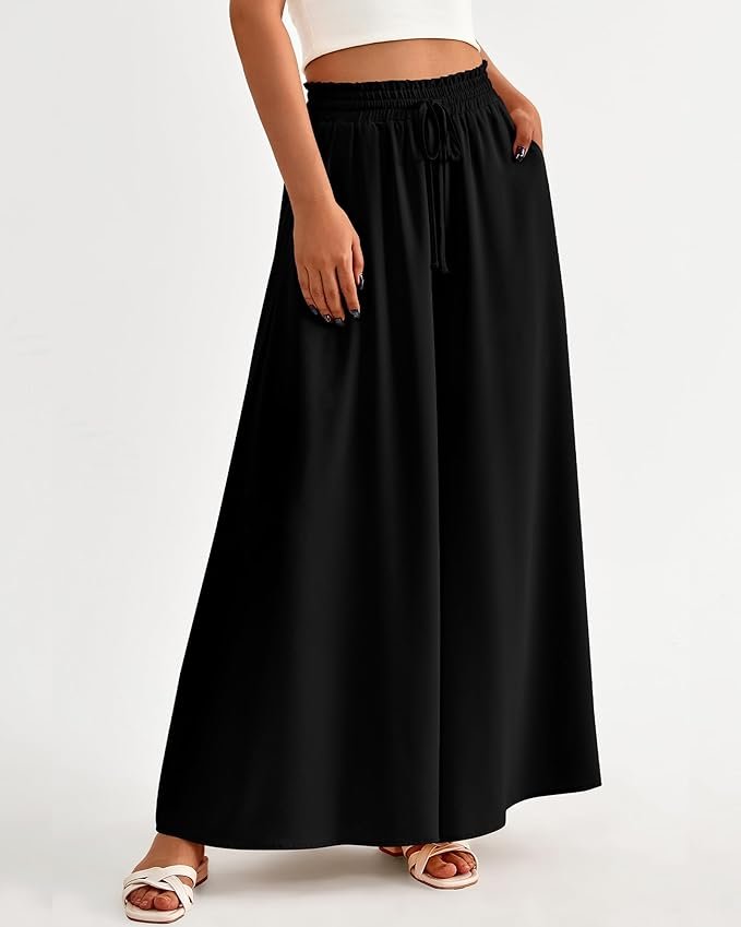 BTFBM Wide Leg Palazzo Pants For Women 2026 Summer Spring Casual High Waisted Flowy Trousers Boho Beach Vacation Outfits - Image 4