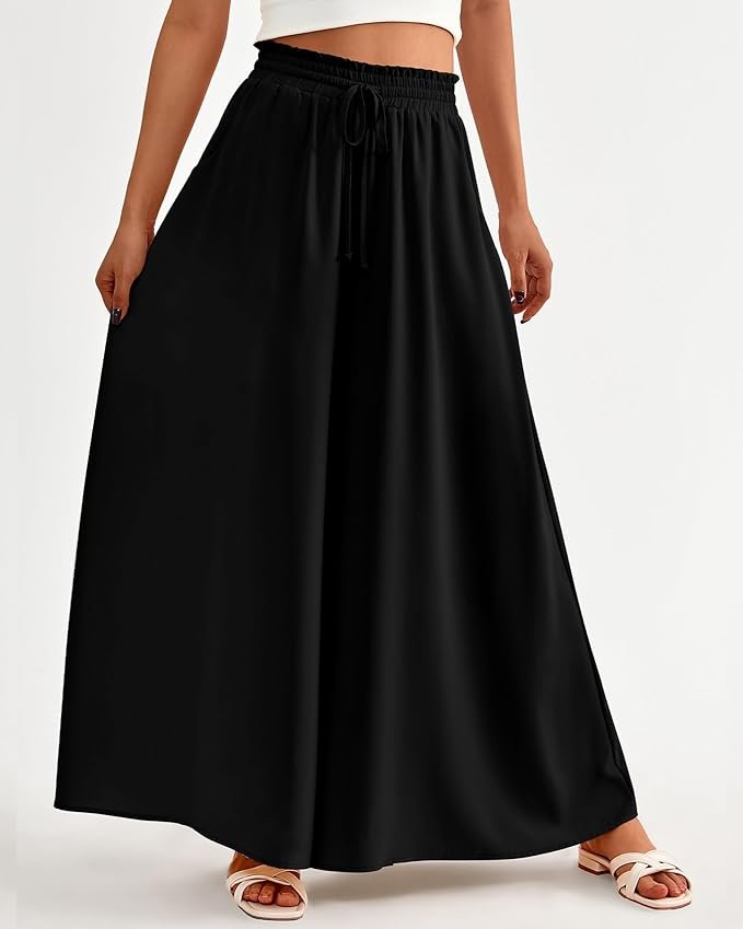 BTFBM Wide Leg Palazzo Pants For Women 2026 Summer Spring Casual High Waisted Flowy Trousers Boho Beach Vacation Outfits - Image 3