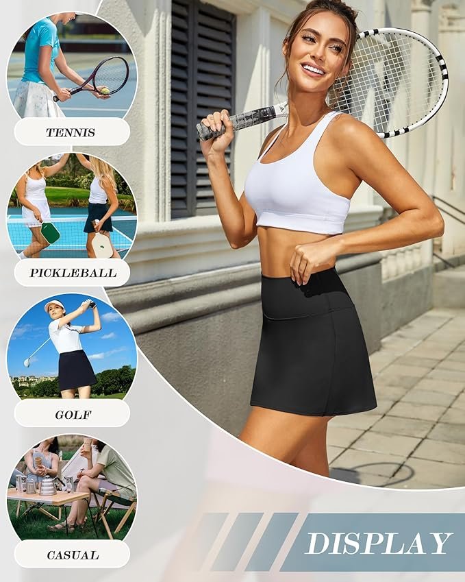 DLOODA Womens Skort Tennis Skirt with Pocket Shorts Mini Golf Skirts High Waisted Athletic Skorts Summer Workout - Image 3