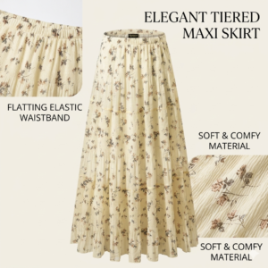NASHALYLY Women's Chiffon Elastic High Waist Pleated A-Line Flared Maxi Skirts