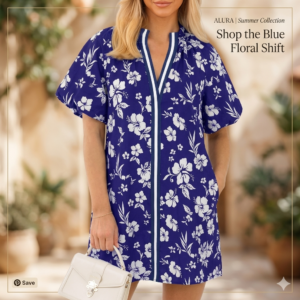 Wenrine Womens Summer Dresses Casual Floral Puff Sleeve V Neck Boho Loose Beach Mini Dress with Pockets