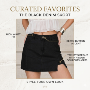 luvamia Skorts Skirts for Women Denim Mini Skirt Side Slit with High Waisted Jean Shorts Stretchy