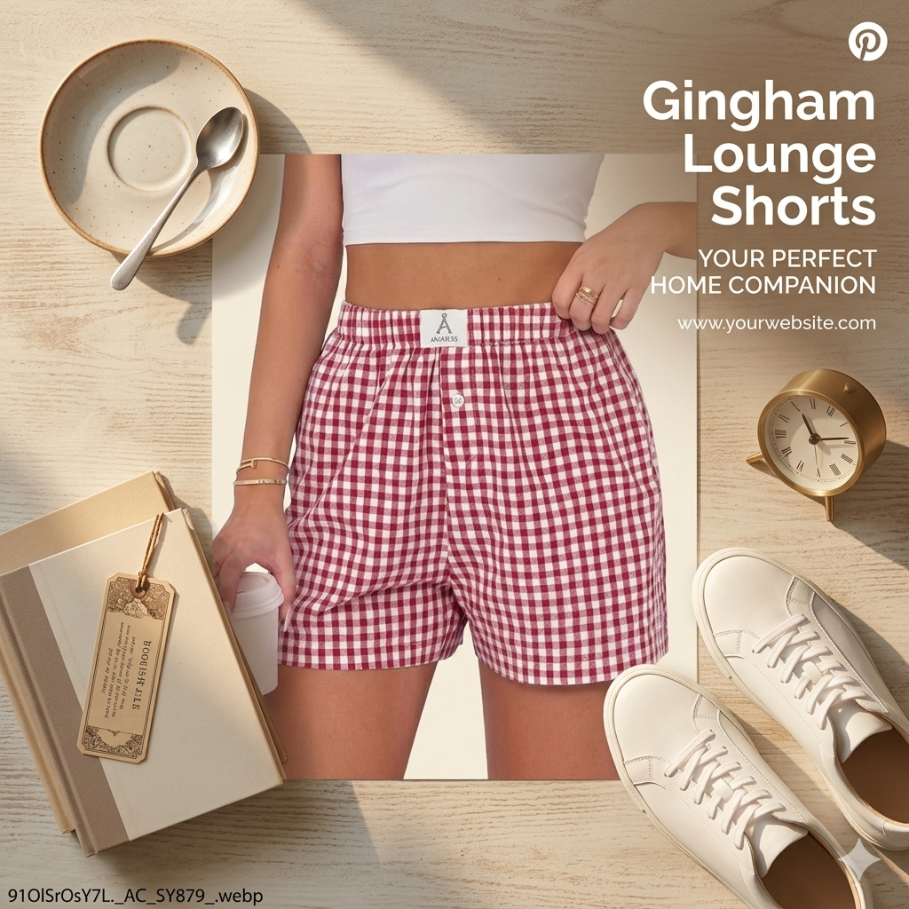 ANRABESS Boxer Shorts for Women Gingham Pajama 2026 Summer Casual Lounge Sleep Plaid Shorts Y2K Beach Bottoms