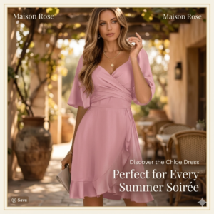 Dokotoo Women's Wrap V Neck Short Flared Sleeve Wedding Guest Dress Smocked Elastic Waist Tiered Belted Ruffle Hem Mini Dress