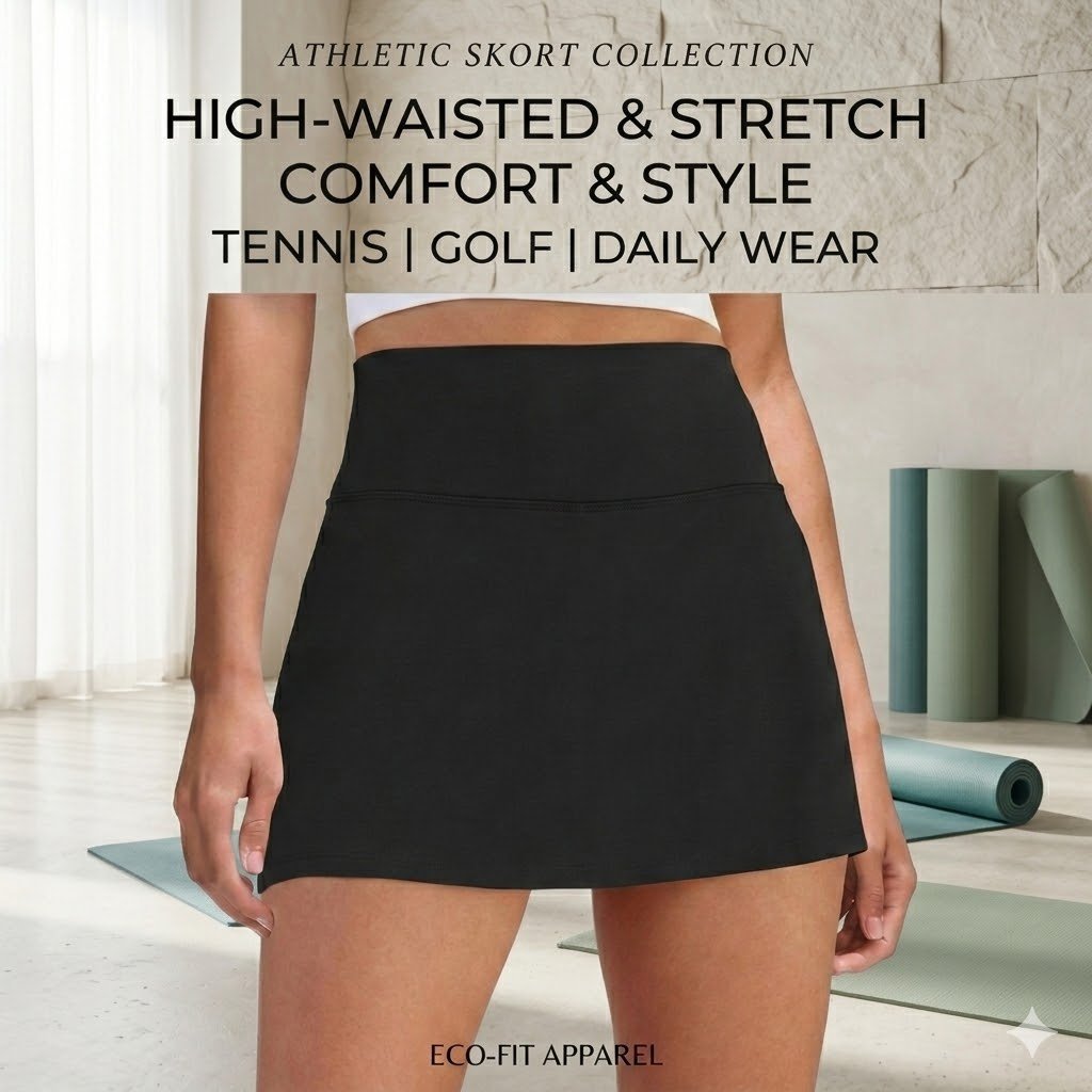 DLOODA Womens Skort Tennis Skirt with Pocket Shorts Mini Golf Skirts High Waisted Athletic Skorts Summer Workout
