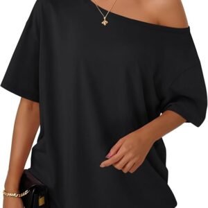 Trendy Queen Womens Off the Shoulder Tops Oversized Summer Spring T-Shirts 2026