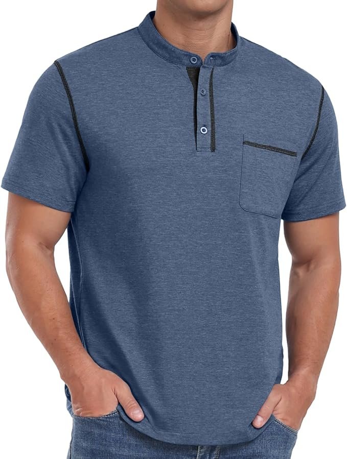 Sailwind Mens Henley Shirts Short Sleeve Summer Casual Classic Cotton T Shirts Pocket Button Shirt - Image 3