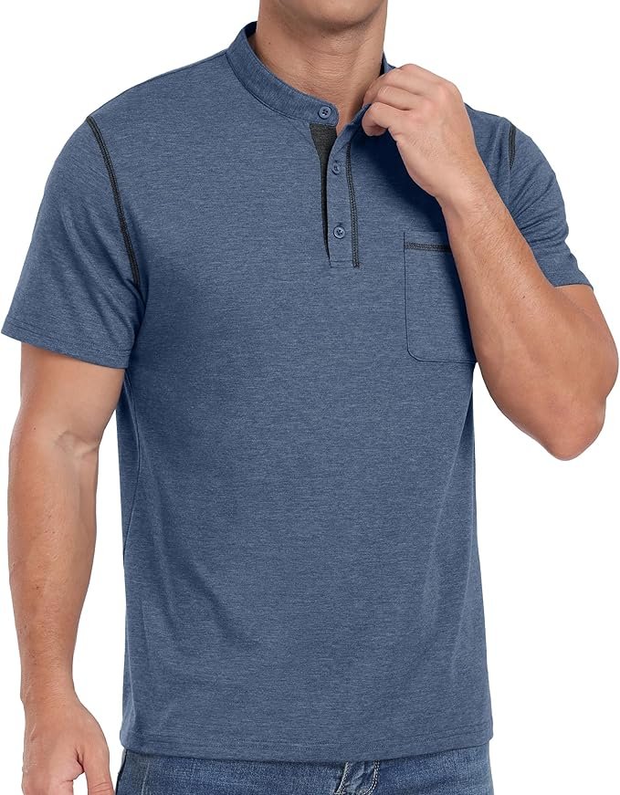 Sailwind Mens Henley Shirts Short Sleeve Summer Casual Classic Cotton T Shirts Pocket Button Shirt - Image 5