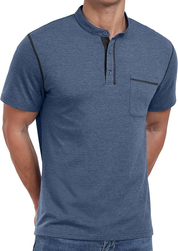 Sailwind Mens Henley Shirts Short Sleeve Summer Casual Classic Cotton T Shirts Pocket Button Shirt - Image 4