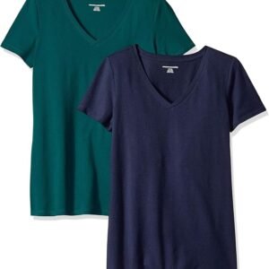 Amazon Essentials Women's Regular-Fit Short-Sleeve T-Shirt (Crewneck and V-Neck Options)