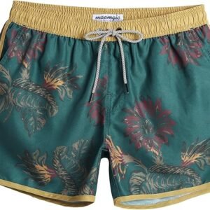 maamgic Mens Boys Short 80s 90s Vintage Swim Trunks with Mesh Lining Quick Dry Swim Suits Board Shorts