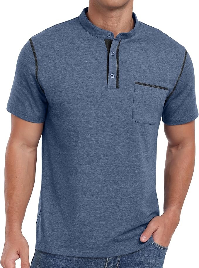 Sailwind Mens Henley Shirts Short Sleeve Summer Casual Classic Cotton T Shirts Pocket Button Shirt - Image 6