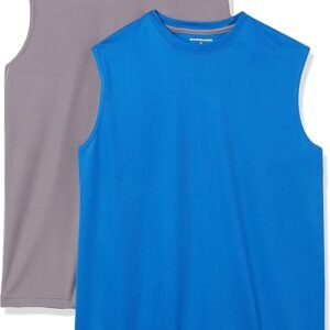 Amazon Essentials Men's Gym Tank Tops, Moisture-Wicking Dry Fit Breathable Muscle Shirts, Pack of 2